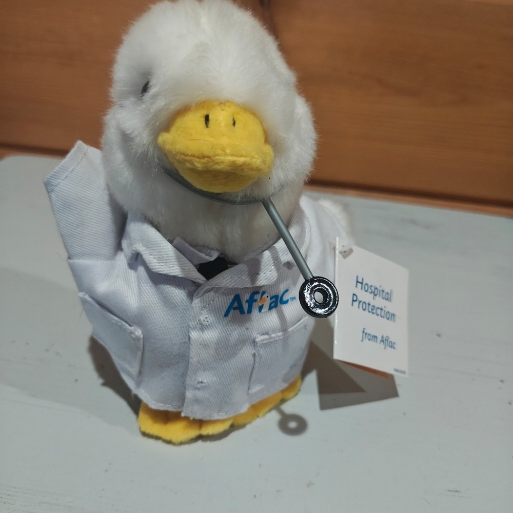 Very rare HTF Aflac Plush Duck Holding Doctor with Stethescope F41